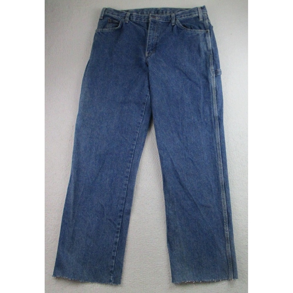 Dickies Carpenter Jeans Mens 36x34 Blue Denim Dark Wash Regular Fit Workwear